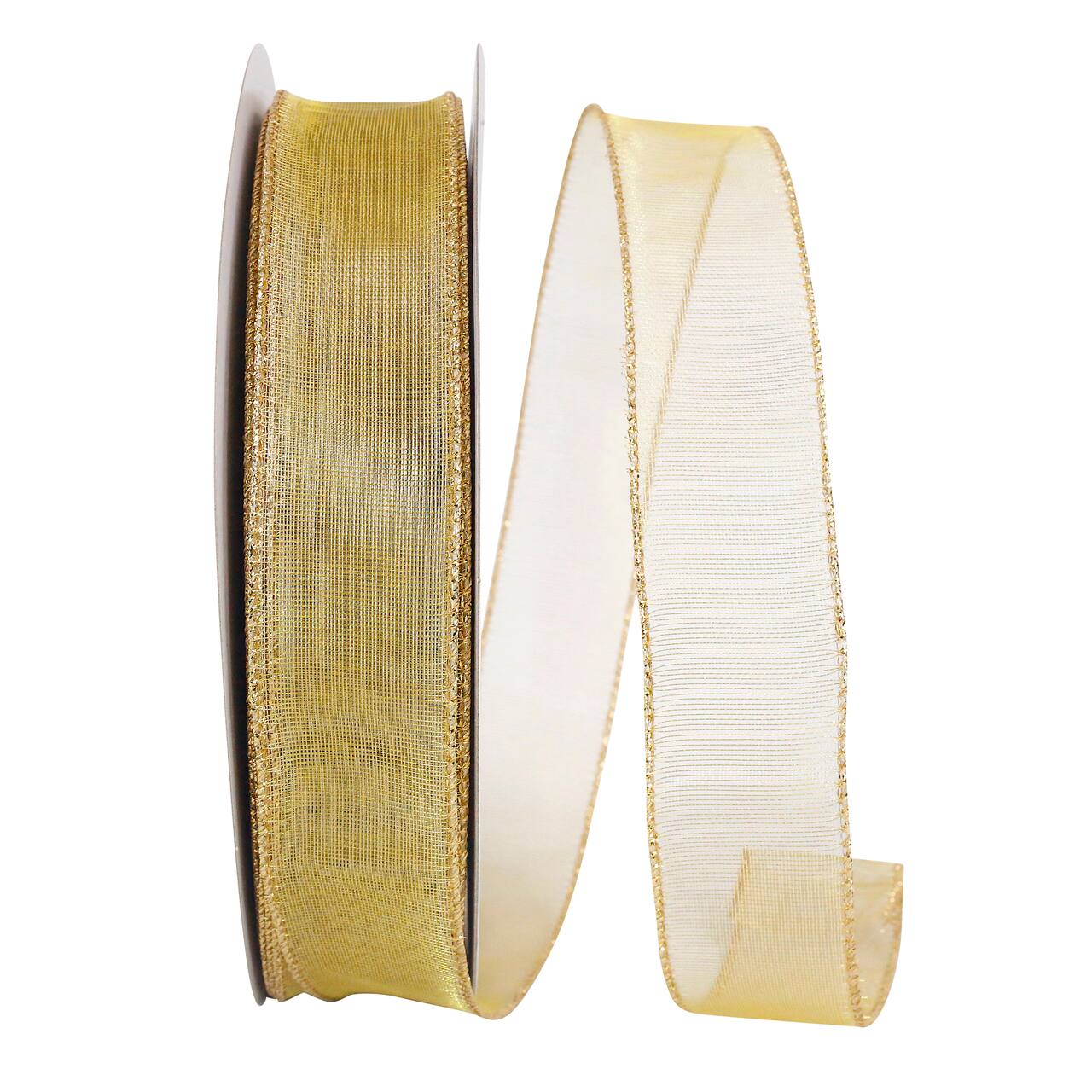 Reliant 1.5" x 50yd. Gold Mesh Value Wired Ribbon